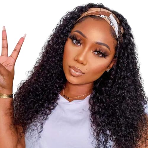 WENYAN 16" Deep Wave Headband Wig