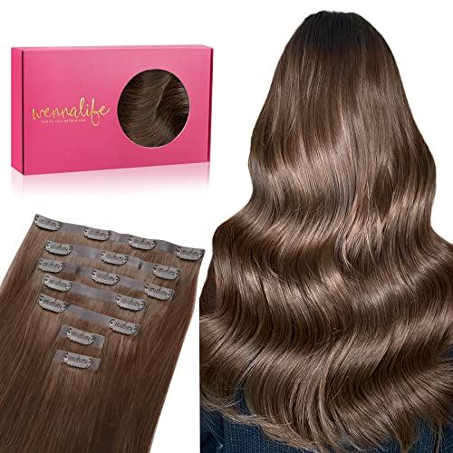 WENNALIFE Seamless Clip In 16" Chocolate Brown
