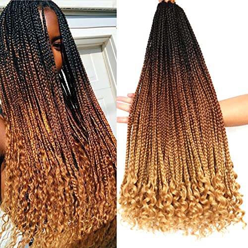 7 Packs 24 Inch Boho Goddess Box Braids Crochet Hair for Black Women (1B/30/27#, 24 Inch (Pack of 7))
