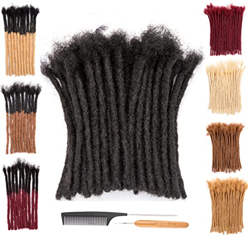 DAIXI 6-18 Inch 60 Strands 0.8cm and 0.4 0.6cm Thickness Options 100% Real Human Hair Dreadlock Extensions for Man/Women Handmade Permanent loc Extensions Bundles Can Be Dyed Bleached Curled Twisted