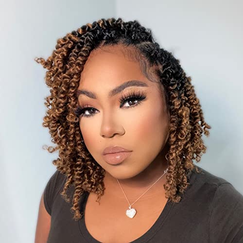 ToyoTress Tiana Passion Twist Hair - 12 Inch 8 Packs Pre-twisted Crochet Braids Ombre Brown, Short Bob Pre-looped Synthetic Braiding Hair Extensions (12 Inch, OT30-8P)