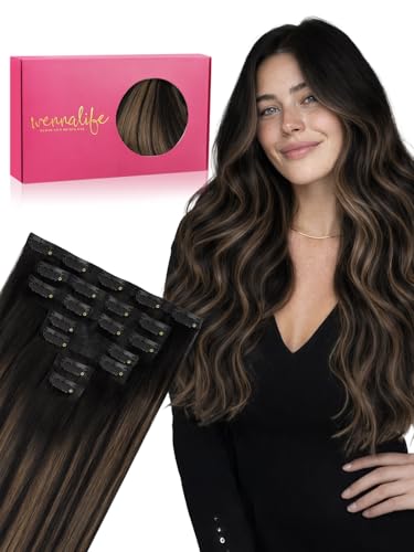 WENNALIFE Seamless Clip In Hair Extensions (Natural Black)