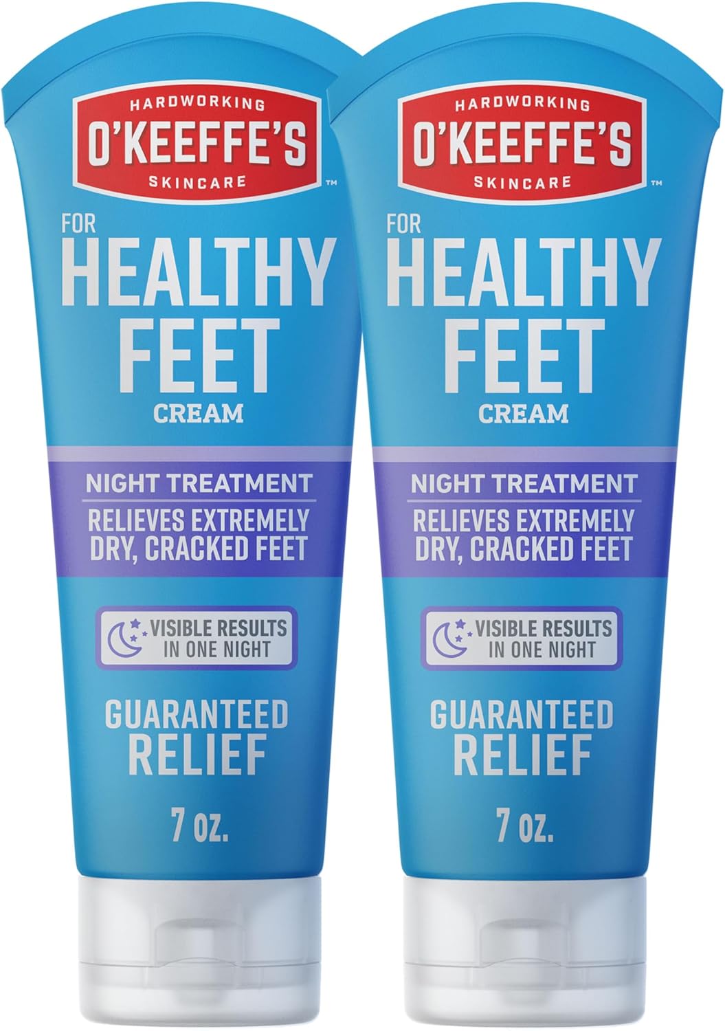 O'Keeffe's for Healthy Feet Night Treatment Foot Cream - 7 oz Tube (2 Pack) - Overnight Relief for Extremely Cracked, Dry Feet, Repairing Skincare, Instantly Boosts and Retains Moisture Levels