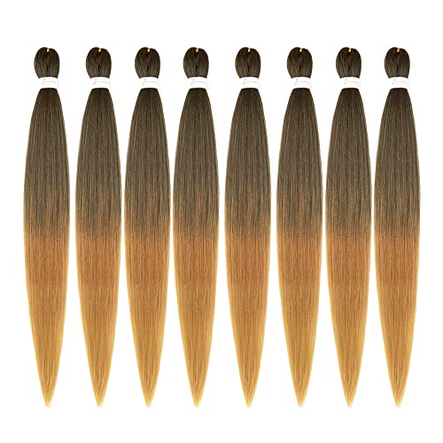 ShowCoco Braiding Hair Pre Stretched 42 Inch -8 Bundles Itch Free Synthetic Fiber Crochet Twist Braids Yaki Texture Braiding Hair Extensions (42Inch,1B/30/27#)