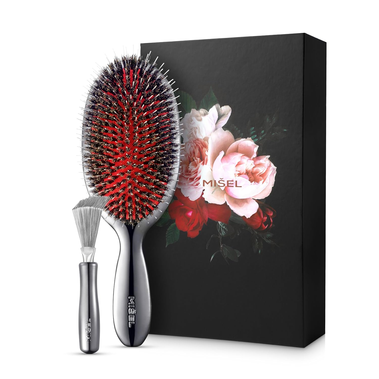 MISEL Boar Bristle Hair Brush & Cleaner