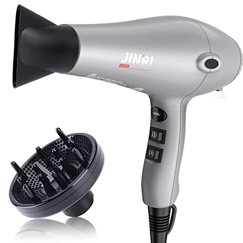 Professional Salon Grade Hair Dryer, Infrared Heat Fast Drying 1875w Ionic Blow Dryers,Lightweight Low Noise Tourmaline Negative Ion Hairdryer with Diffuser and Concentrator Attachment
