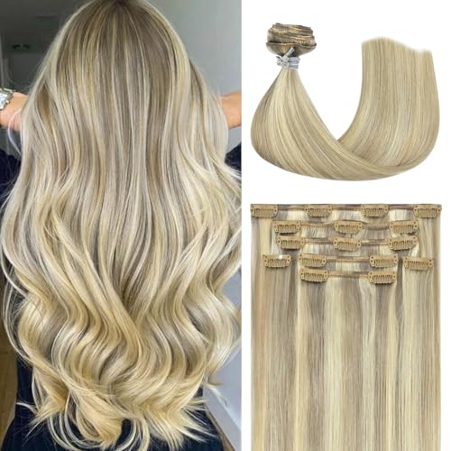 Honsoo Clip In Real Human Hair Extensions 22 Inch 70g