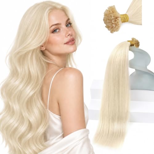 Sunny Hair Utip Hair Extensions Human Hair 20inch U Tip Hair Extensions Platinum Blonde K Tip Hair Extensions Real Human Hair Easy to Wear 20inch 50g