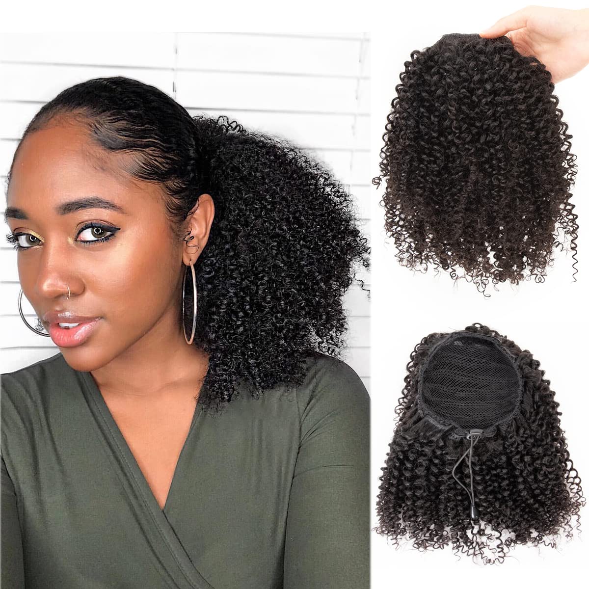Curly Kinky Drawstring Ponytail 14"