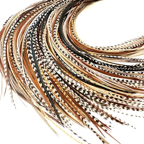 21 Natural Color Hair Extensions  914 Long  DIY Rooster Kit with 20 Micro-Link Beads  100% Real Feathers  Eye-Catching Boho Style