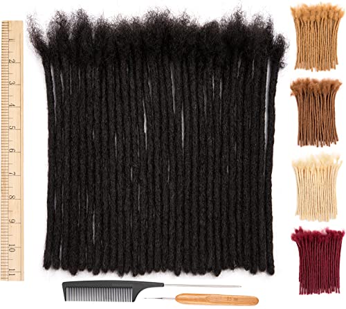 DAIXI 0.8cm Thickness 10 Inch 20 Strands and 0.4 0.6cm Options 100% Real Human Hair Dreadlock Extensions for Man/Women Full Head Handmade Permanent loc Extensions Bundles Can Be Dyed Bleached Curled