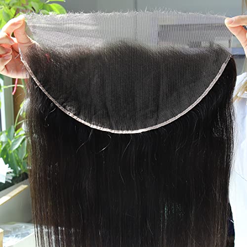 BEEOS Skinlike Real HD Lace Frontal Piece, 13x6 Ear to Ear Virgin Human Hair Bleached Knot Vivid Pre-Plucked Natural Hairline Silky Straight 14 Inch