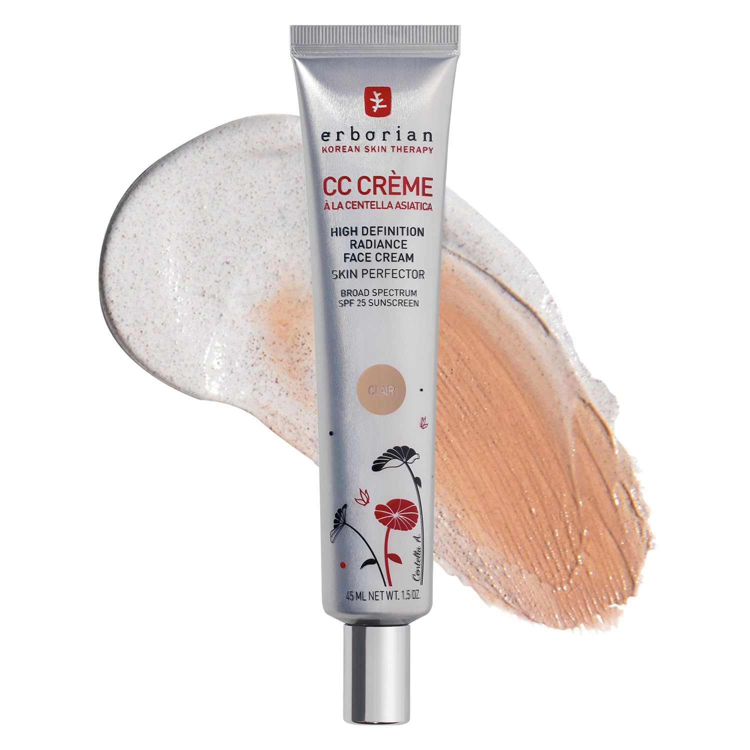 Erborian CC Cream Color Correcting SPF 25, Tone-Evening Korean Skincare Makeup Hybrid, Moisturizes, Lightweight, Blurs Skin, Natural, Luminous Finish