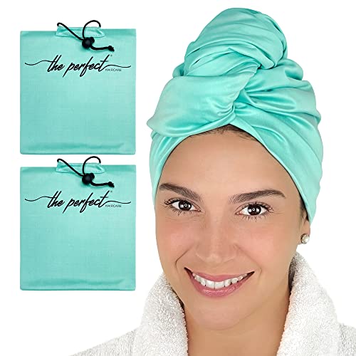 THE PERFECT HAIRCARE Microfiber Hair Large Towels Wrap for Women - Smooth as Silk - Anti-Frizz for Curly, Wavy, Straight Hair Girls - Plopping Essential - Easier to Use Than a T-Shirt - 2 Pack