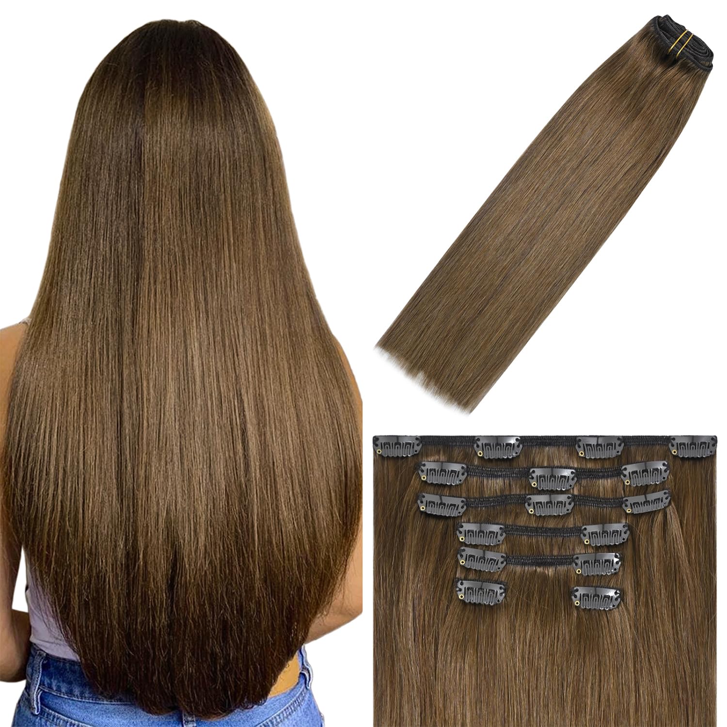 WindTouch Clip in Hair Extensions 15" (Light Brown)