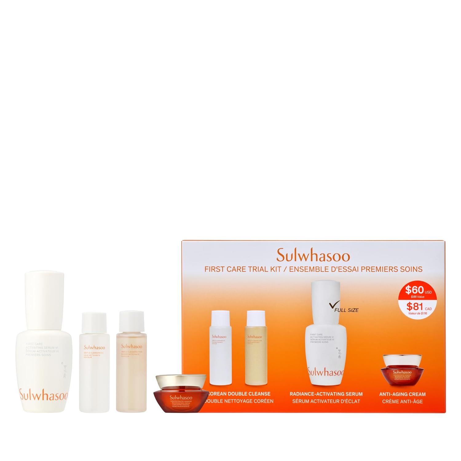 Sulwhasoo First Care Activating Serum  Targets Visible Fine Lines, Dryness & Dullness | Preventative Anti-Aging Serum with 500-Hour Aged Ginseng, Korean Herb Extract & Vitamin C | Korean Skincare
