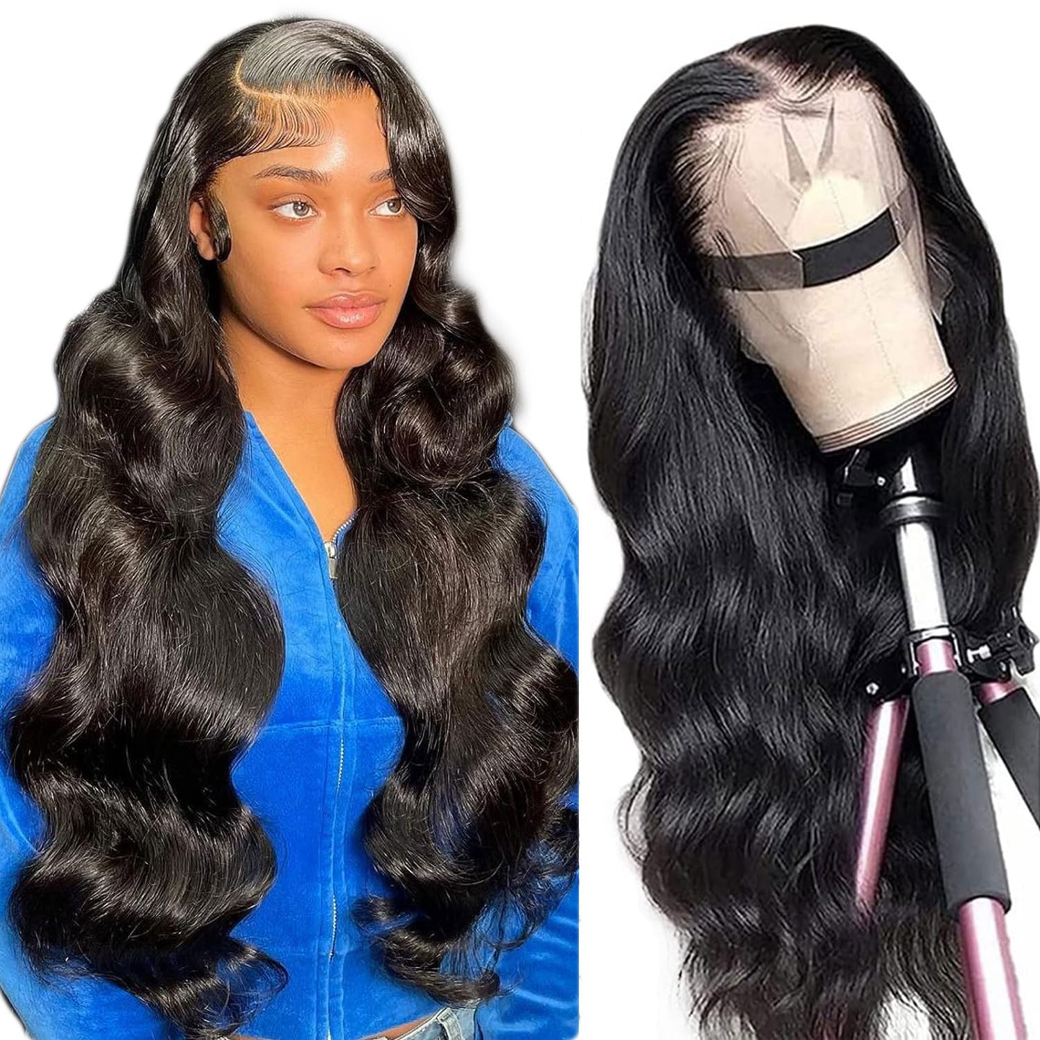 Sunelk Body Wave Lace Front Wigs Human Hair for Women Brazilian Body Wave Human Hair Wigs Pre Plucked Hairline 180% Density Natural Color 13x4 Lace Front Wigs 26 inch