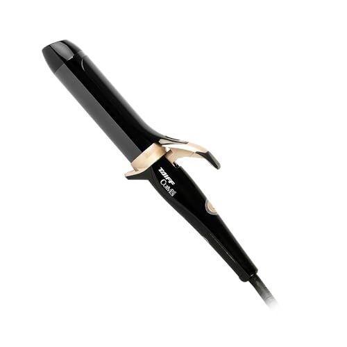 Curves | 1 1/2" Curling Iron  Black Titanium Hair Curler with Clamp | Dual Voltage | 9ft Swivel Cord | Professional Styling Tool for All Hair Types | Fixed Temperature 410F