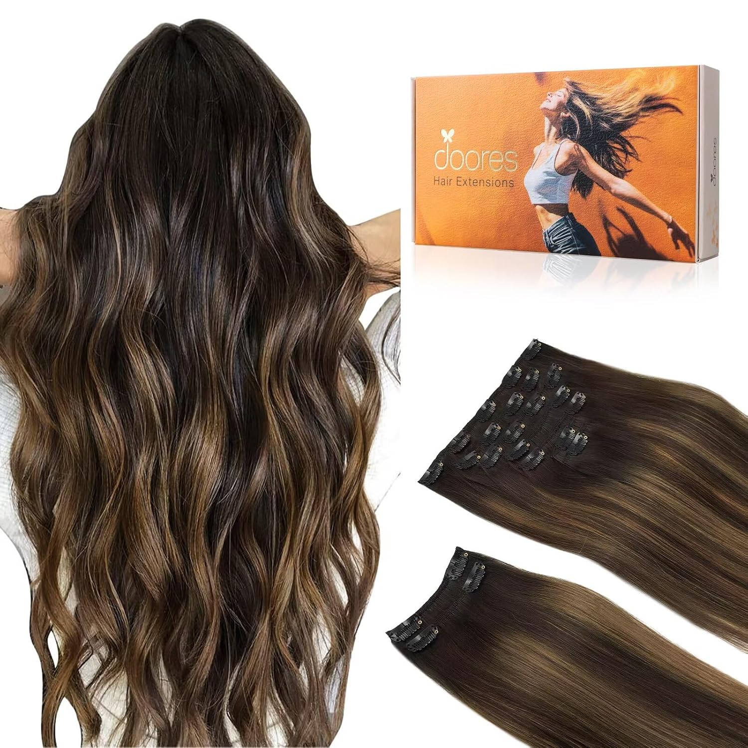DOORES Hair Extensions Real Human Hair