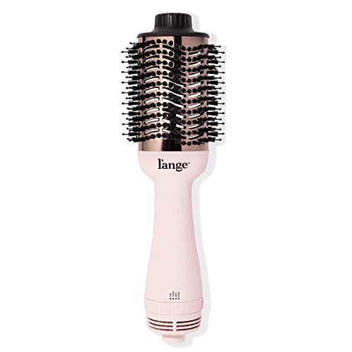 L'ANGE HAIR Le Volume 2-in-1 Titanium Blow Dryer Brush | Hot Air Brush for Hair Drying & Styling | Ionic Oval Barrel for Smooth, Frizz-Free Volume | (Blush  75mm)