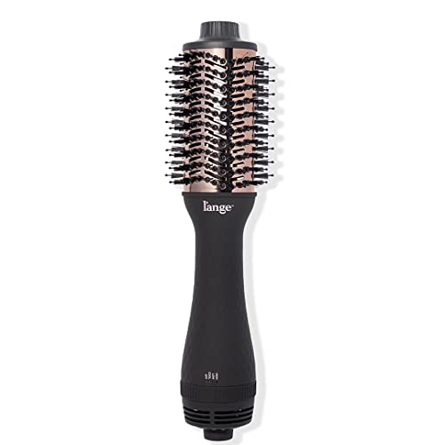 L'ANGE HAIR Le Volume 2-in-1 Titanium Blow Dryer Brush | Hot Air Brush for Hair Drying & Styling | Ionic Oval Barrel for Smooth, Frizz-Free Volume | (Black  60mm)