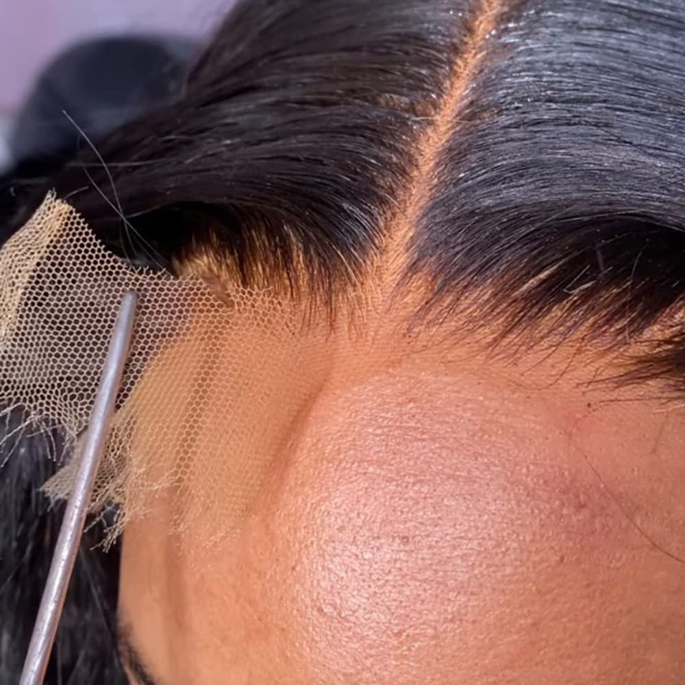 MY SHINY WIGS Skinlike HD Lace Closure 5x5, Bleached Knots Pre Plucked Clean Hairline, Unprocessed Brazilian Virgin Human Hair, Straight, Natural Black, 14 Inch Closure Only