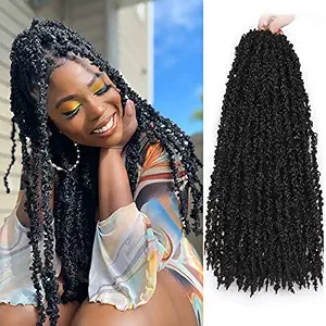 ZRQ Butterfly Locs Crochet Hair 20 Inch Distressed Faux Locs Pre-looped Crochet Braids Synthetic Soft Locs For Women Extensions (6 Pack 1B#)