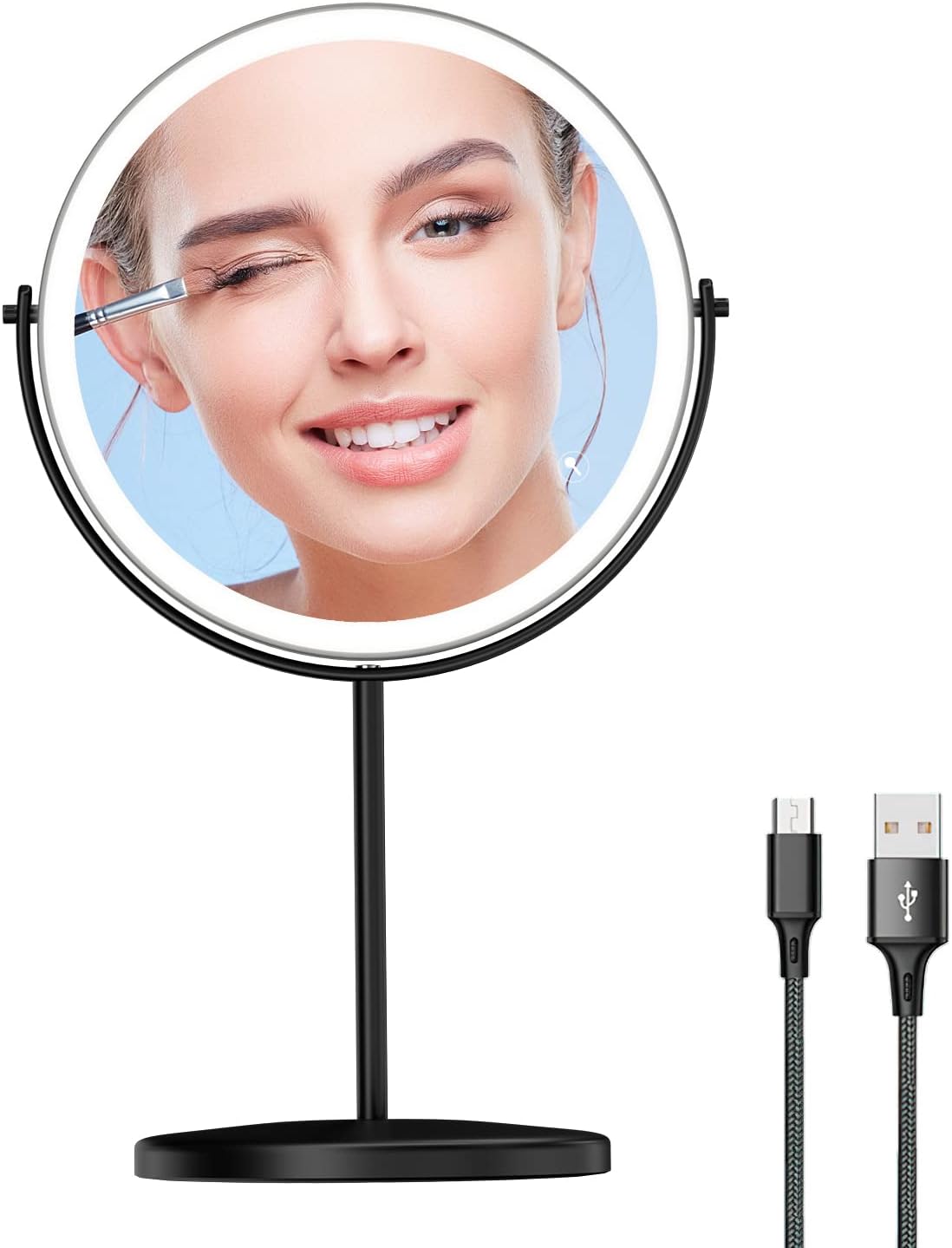 WIZCHARK 8 Lighted Makeup Mirror (Double-sided)