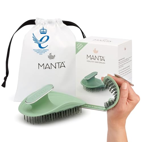 Manta Original Anti-Breakage Hairbrush  Gentle Detangling Brush for Wet & Dry Hair, Flexible Hairbrush for All Types, Healthy Hair Care for Women & Men, Serene Green