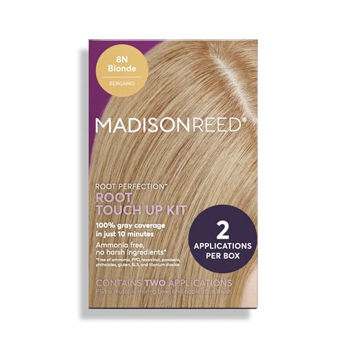 Madison Reed Root Perfection Permanent Root Touch Up, Dark Blonde 8N Bergamo, 10 Minutes for 100% Gray Root Coverage, Ammonia-Free Hair Dye, Two Applications
