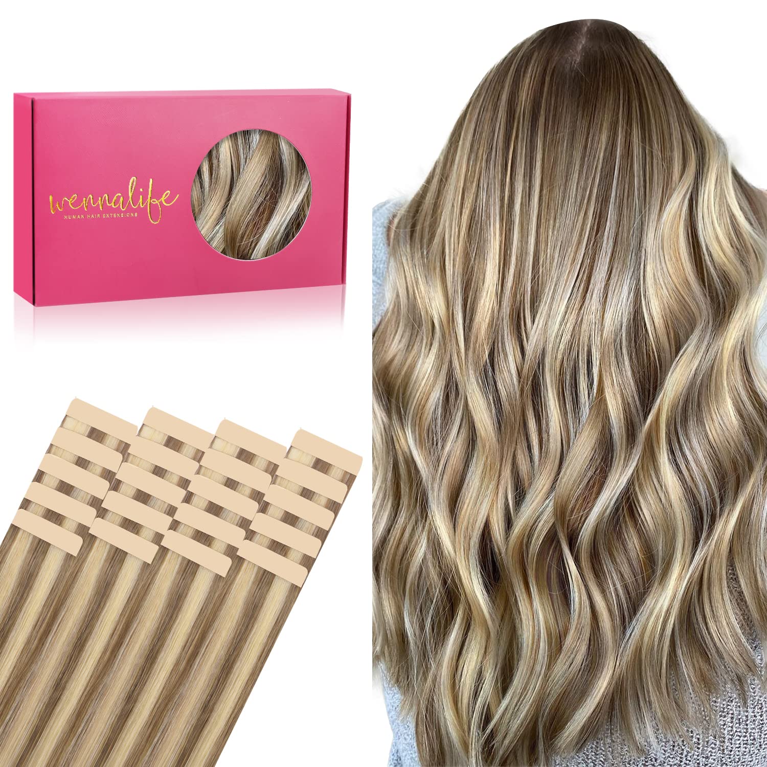WENNALIFE 20pcs 22" Ash Brown/Blonde