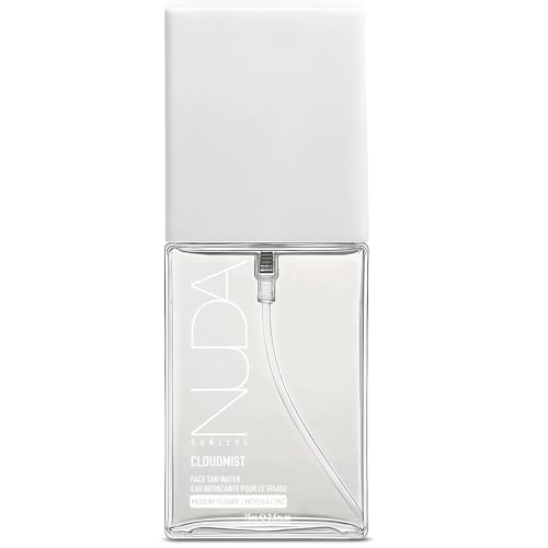 Nuda CloudMist, Medium to Dark | Lightweight Hydrating Face Tan Mist | Made with Aloe Vera and White Tea Extract | Buildable Clear Water Spray Self Tanning Solution, Cruelty Free, (75 mL)