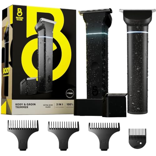 The Beard Club Manscape Body Hair Trimmer for Men, Pubic Hair Trimmer for Men & Ball Trimmer - Mens Body Shaver, Ceramic Blade Ball Shaver - Rechargeable, Electric, Waterproof Wet or Dry Clippers