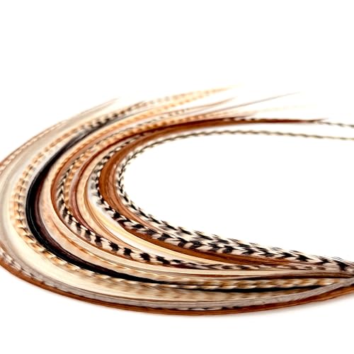 21 Natural Color Hair Extensions  712 Long  DIY Rooster Kit with 20 Micro-Link Beads  100% Real Feathers  Eye-Catching Boho Style