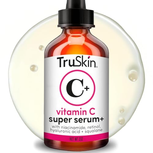 TruSkin Vitamin C Super Serum - Niacinamide, Retinol, Hyaluronic Acid & Squalane - All-in-One Anti Aging Serum for Face  Improve Appearance of Dark Spots, Firmness for Brighter Looking Skin, 2 Fl Oz