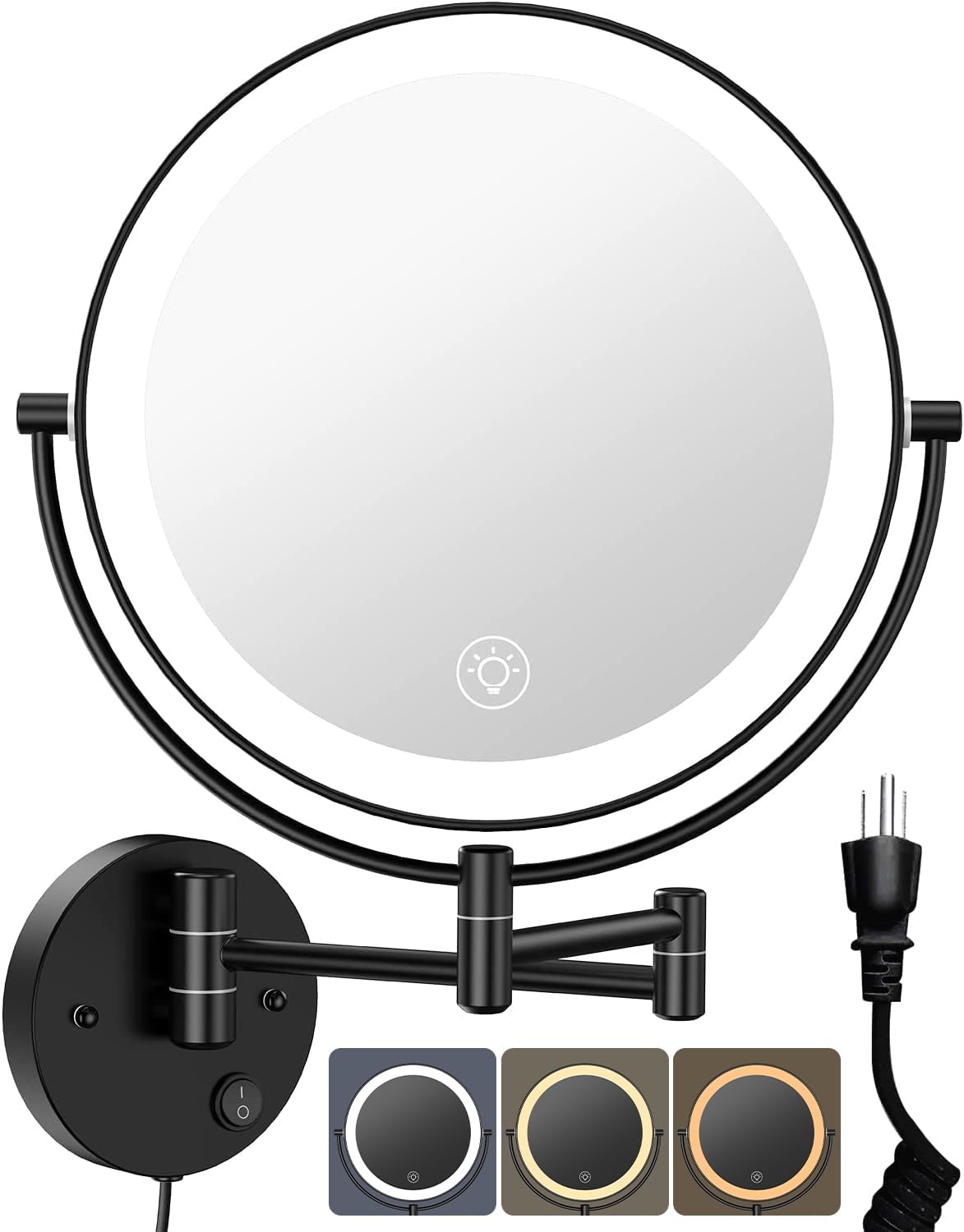 Benbilry 9" Black Wall Mounted Mirror