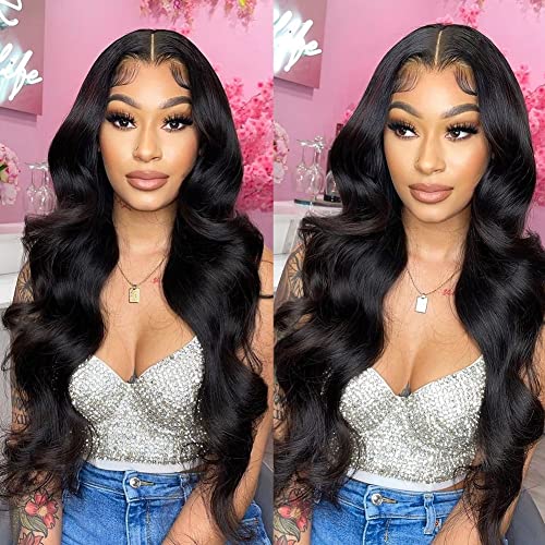 Aopusi Bundles with Closure Body Wave Bundles with Closure Weaves 44 Free Part Lace Closure with 3 Bundles 100% Brazilian Virgin Remy Human Hair 150% Density Natural Color (14 16 18+12 Inch)