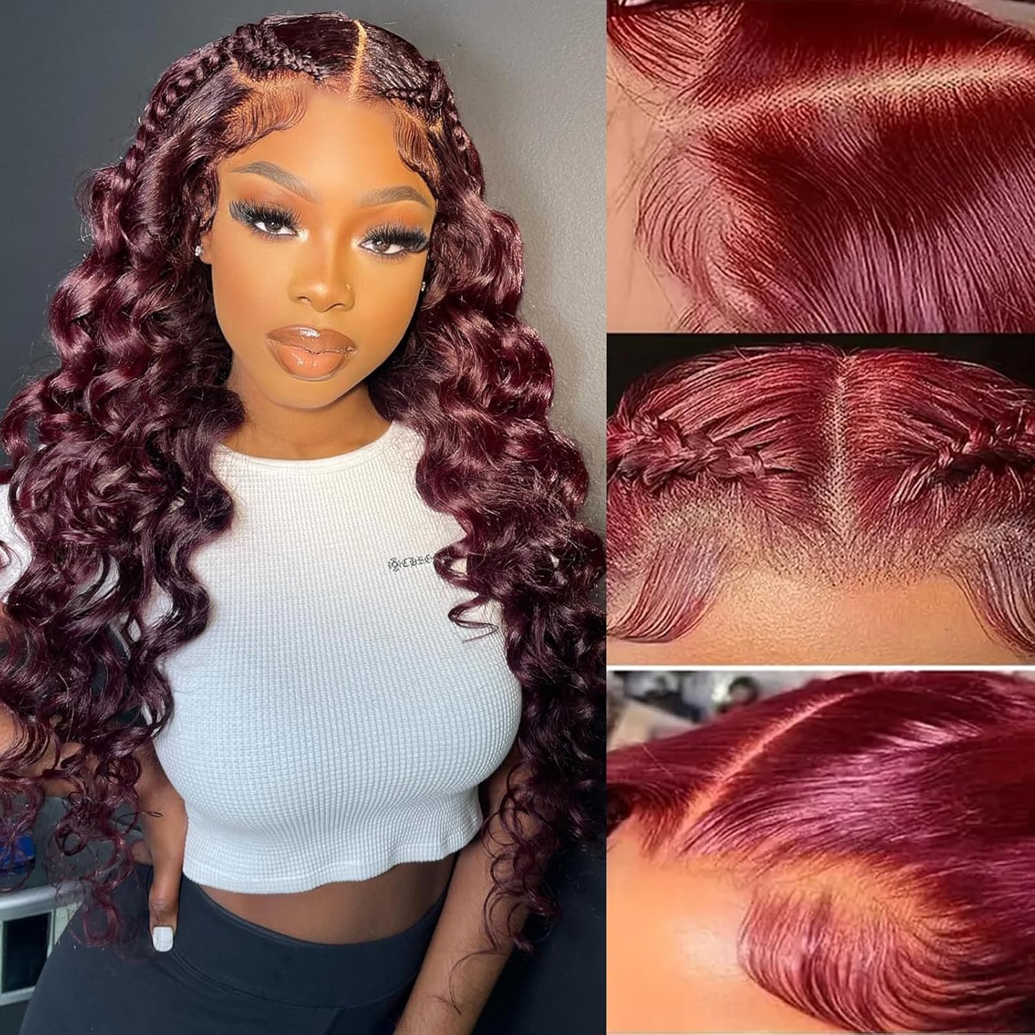 ULRICA Burgundy Lace Front Wigs Human Hair Wigs for Women Burgundy Wig Human Hair Pre Plucked Body Wave 99j Wine Red Wig 13x4 HD Lace Front Wigs 20 Inch