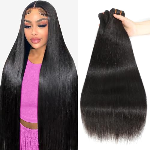 10A Straight Bundles Human Hair 16 18 20 Inch 100% Unprocessed Virgin Brazilian Straight Human Hair Weave 3 Bundles Natural Black Color