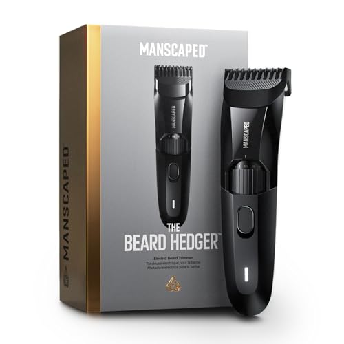 MANSCAPED The Beard Hedger Premium Men's Beard Trimmer, 20 Length Adjustable Blade Wheel, Stainless Steel T-Blade for Precision Facial Hair Trimming, Cordless Waterproof Wet/Dry Clipper