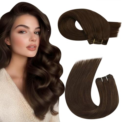 Moresoo Brown Sew in Hair Extensions Remy Straight Weft