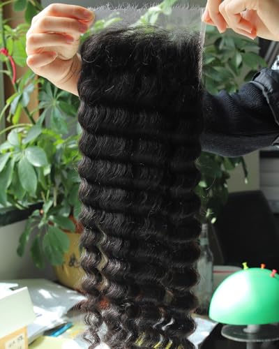 BEEOS Skinlike 5x5 HD Lace Closure Only, Deep Wave 0.10mm Ultra-thin Undetectable Clear HD Lace Pre Plucked Natural Hairline Brazilian Human Hair 20 Inch