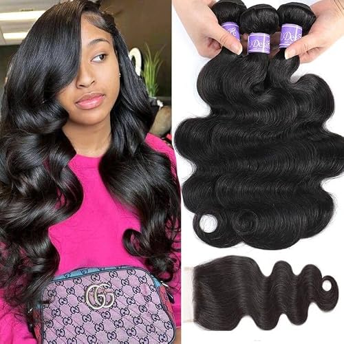 Hair 12A Brazilian Body Wave Bundles with Closure