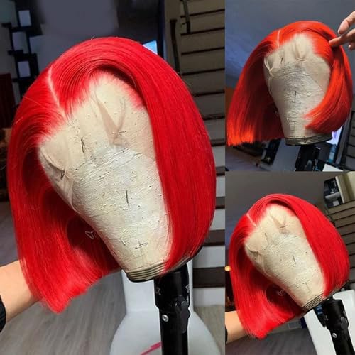 Red Blunt Cut Bob Wig