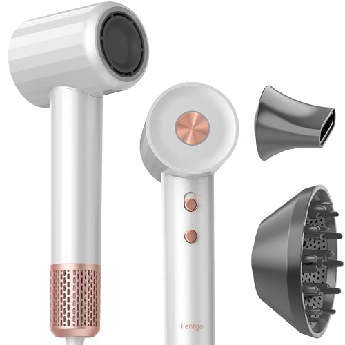 Negative Ionic High Speed Hair Dryer, Professional Brushless Blow Dryer with Diffuser and Nozzle for Fast Drying, 2 Speeds & 4 Temps Thermo-Control, Lightweight & Quiet for Home & Travel