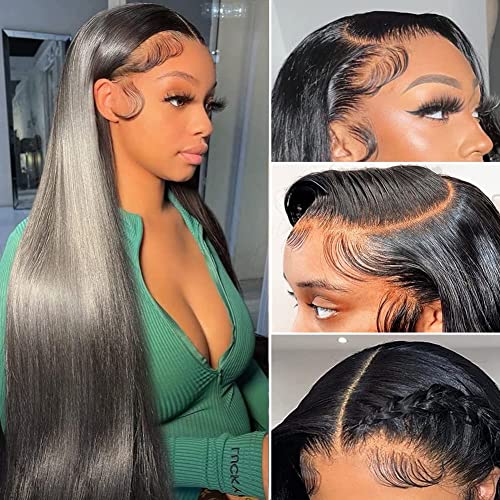 Straight Lace Front Wigs Human Hair Pre Plucked 13x4 Lace Front Wigs 150% Density HD Lace Front Wigs Brazilian Virgin Human Hair Wigs No Tangle No Shedding Triple Lifespan 3X 26 Inch
