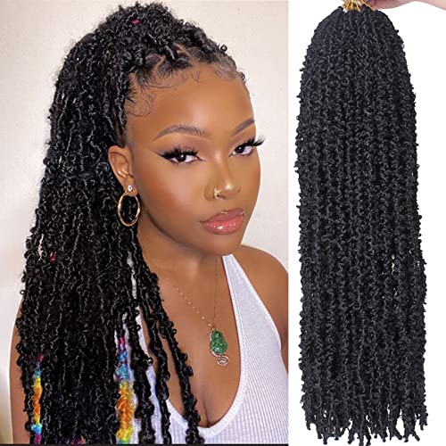 ZRQ 30 Inch Light Weight Butterfly Locs Crochet Hair 6 Packs Long Distressed Butterfly Faux Locs Crochet Hair(30 inch,1B)
