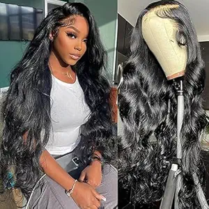 Body Wave Lace Front Wigs Human Hair 13x4 HD 180% Density Lace Frontal Glueless Wigs for Women Human Hair Pre Plucked Bleached Knots With Baby Hair Human Hair Lace Front Wigs (28 inch)