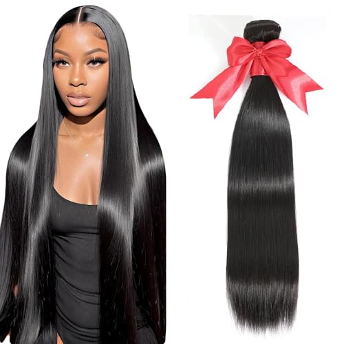 10A Straight Single Bundles Human Hair 28 Inch Brazilian Straight Human Hair 1 One Bundles 100% Unprocessed Virgin Hair Weave Natural Black Color