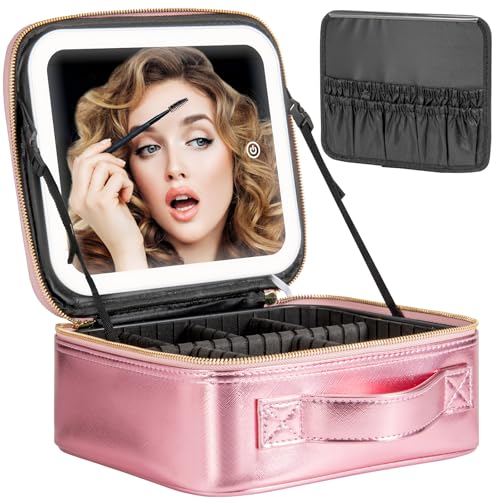 Makeup Travel Train Case with Mirror LED Light